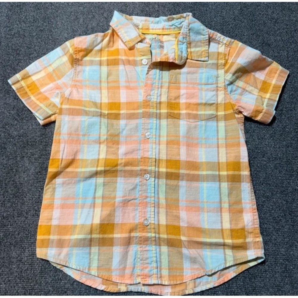Cat and Jack Boys Collared Shirt Multicolor Plaid Medium Size 8